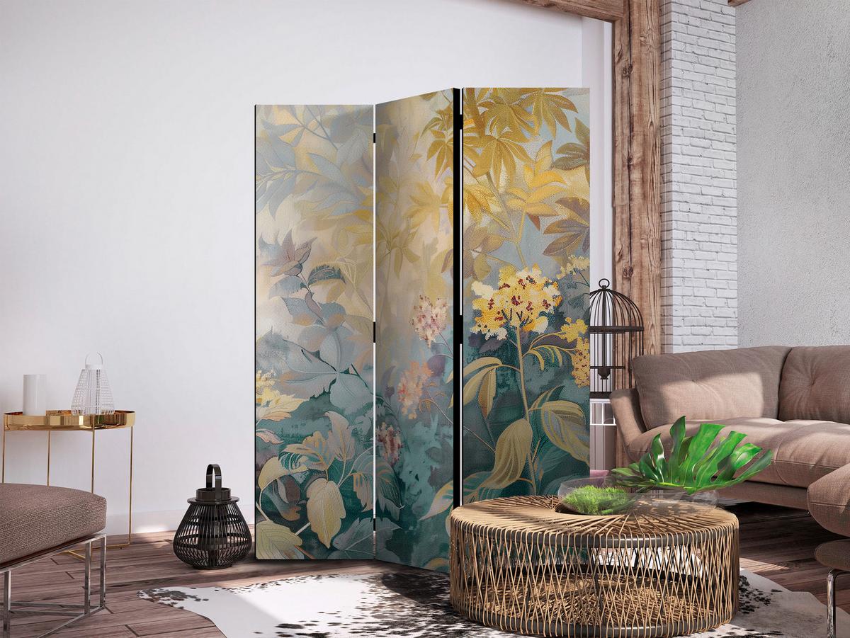 PARAVENT Beidseitig Bedruckter 3-tlg 135x172 cm Wiese mit Wildblumen - Multicolor, Holz/Textil (135/172/3cm) - Muralo