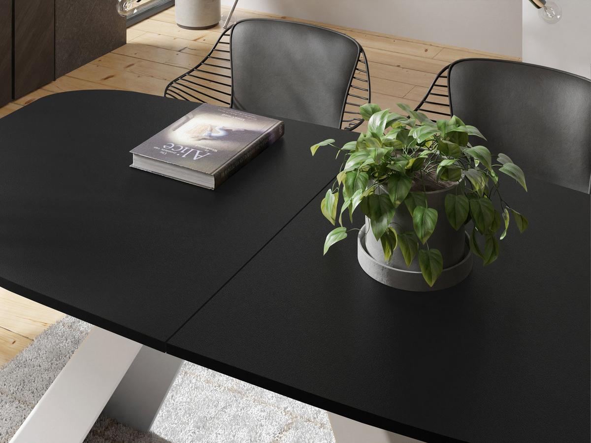 ESSTISCH Monte Weiß rechteckig ausziehbar, Schwarz 160-200/80/76 cm - Schwarz/Weiß, Holzwerkstoff/Metall (80/198/76cm) - WFL GROUP