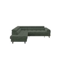 ECKSOFA mit Schlaffunktion Ottomane Links LUMA-L 272x203x70 Grün Velours - Schwarz/Grün, Holzwerkstoff/Kunststoff (272/203cm) - ALTDECOR