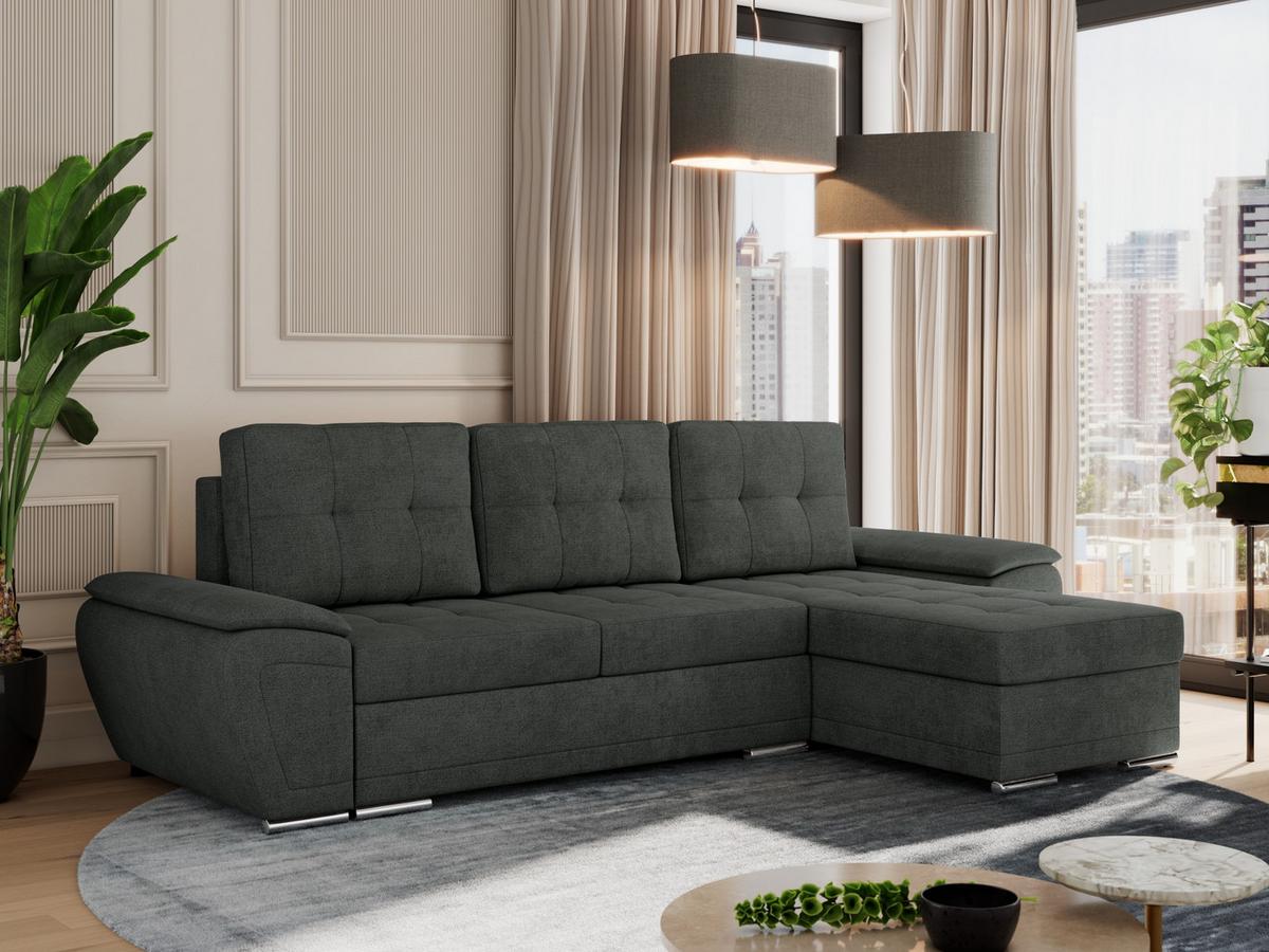 ECKSOFA UMBRIA L Dunkelgrau Stukture - Dunkelgrau/Grau, Textil (271/157cm) - MKS