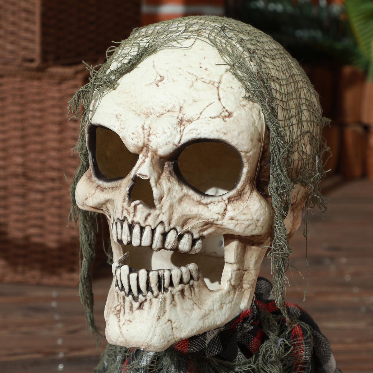 70CM Halloween Dekoration Skelett Halbkörper Figur mit LED-Lichter Soundfunktion - Dunkelgrau, Kunststoff (16/70/40cm) - HOMCOM
