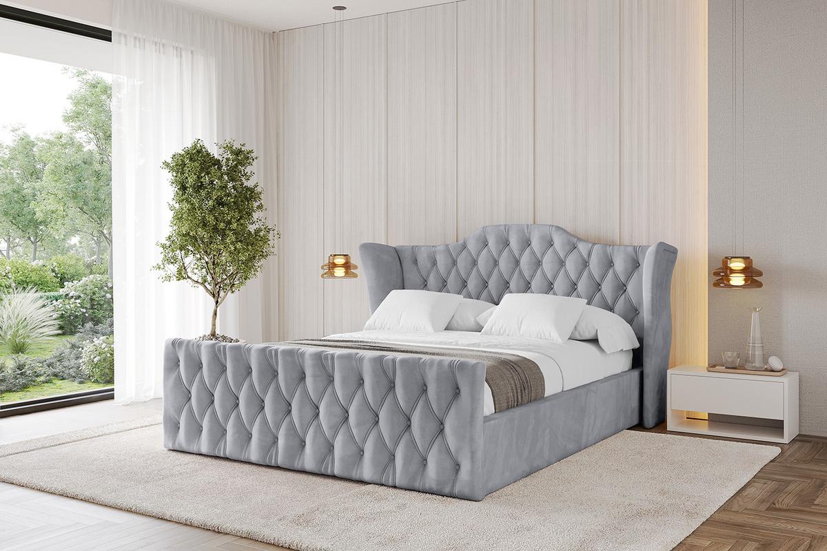 POLSTERBETT mit Bettkasten, Fußteil und Lattenrost, Boxbett mit Matratze H3/H4 - ZORAN-Z 120x200 Hellgrau - Hellgrau, Holzwerkstoff/Textil (120/200cm) - ALTDECOR
