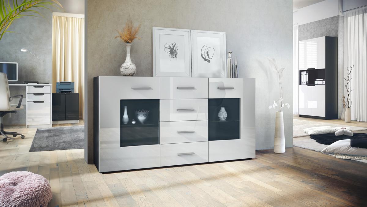 SIDEBOARD Noah Weiß Hochglanz - Weiß Hochglanz, Holzwerkstoff (139/72/35cm) - Vladon
