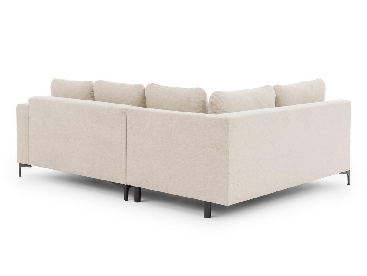 ECKSOFA inkl. Hocker Cardea mit Schlaffunktion in Bubble-Optik aus weichem Hellbeige Strukturstoff und hohem Sitzkomfort - Ottomane links - Beige/Schwarz, Holz/Textil (170/230cm) - S-Style Möbel