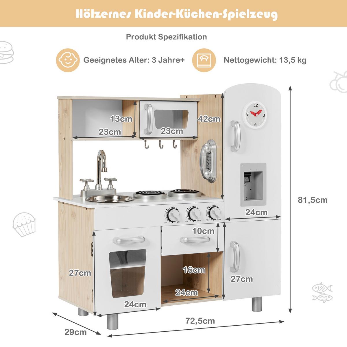 SPIELKÜCHENSET Weiß - Weiß, Holzwerkstoff (72.5/81.5/29cm) - COSTWAY