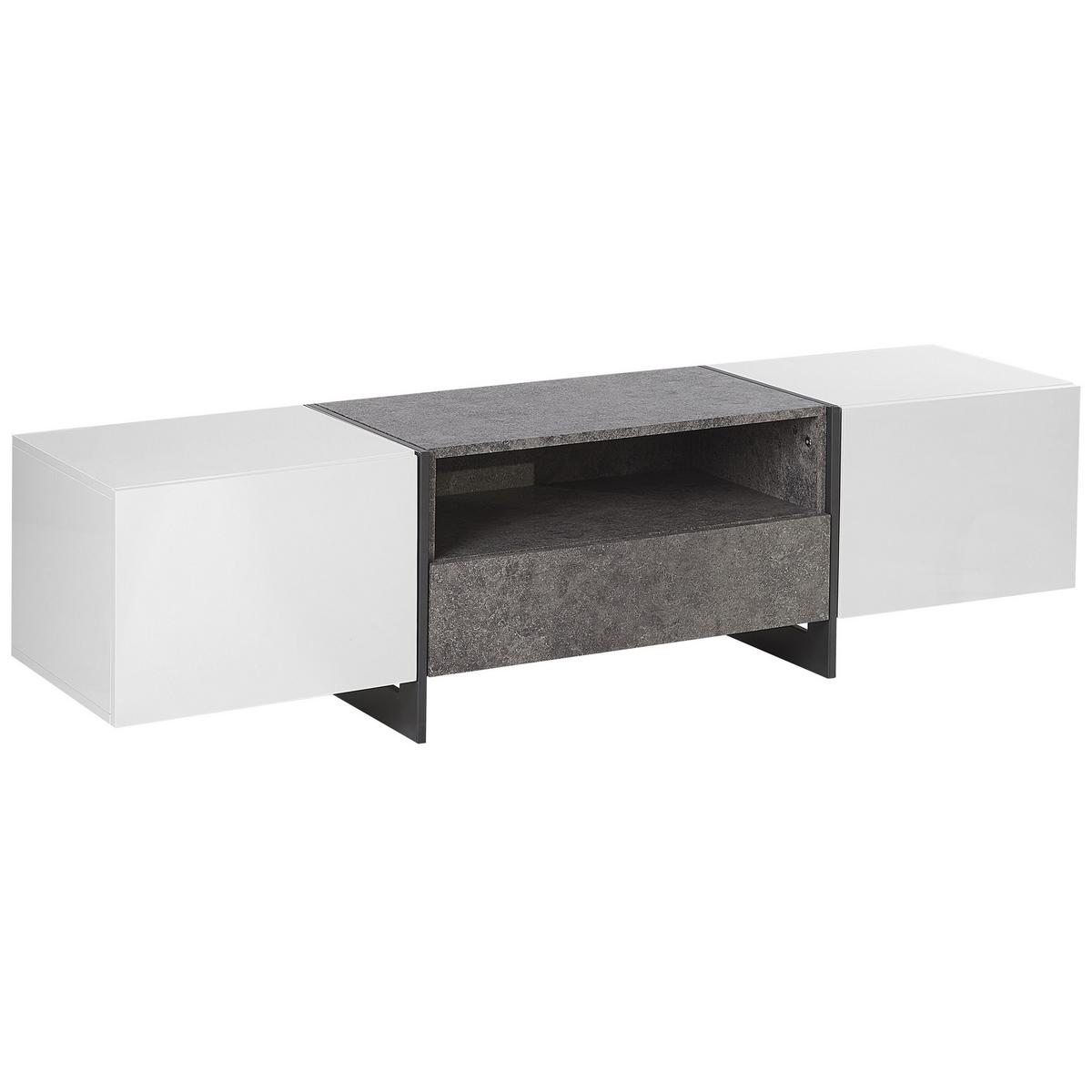 TV-MÖBEL Grau/Weiß/Schwarz Russel - Schwarz/Weiß, Holzwerkstoff (162/43/39cm) - Beliani