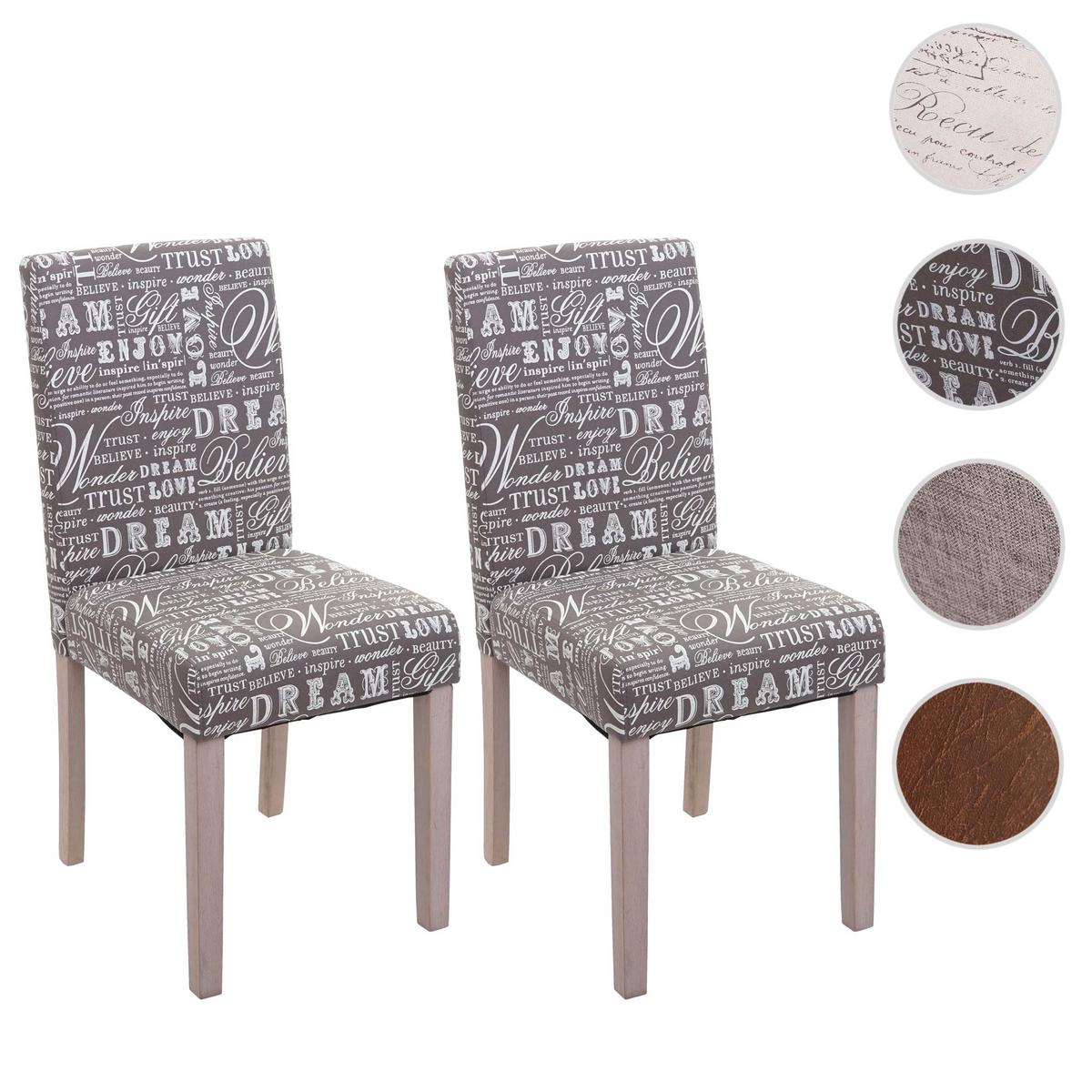 ESSZIMMERSTUHL SCHRIFT Grau, Beige 2er-Set - Beige/Grau, Textil (43/90/56cm) - MCW