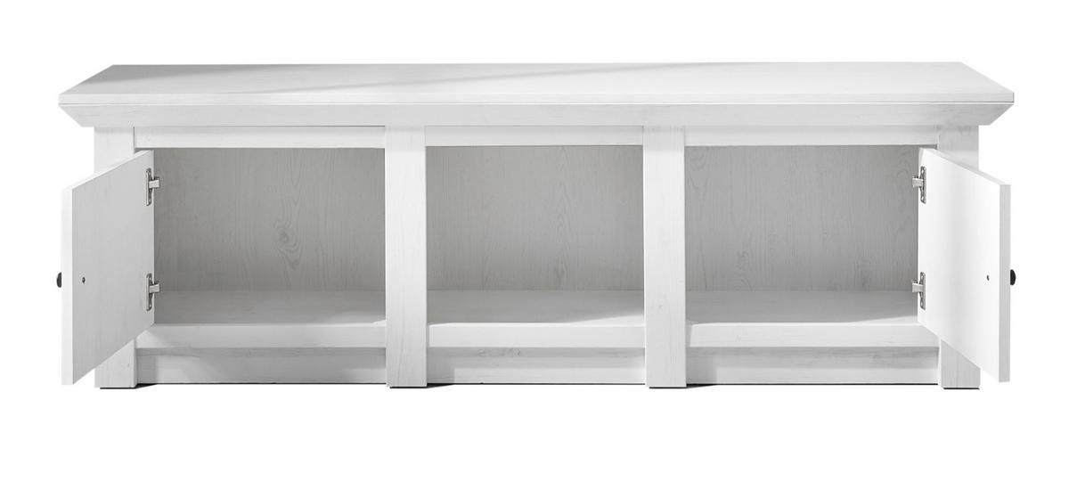TV-LOWBOARD Pinie weiß 152 x 51 cmm TV-Unterteil im Landhaus-Stil - Schwarz/Weiß, Holzwerkstoff/Metall (152/51/45cm) - Furn.Design