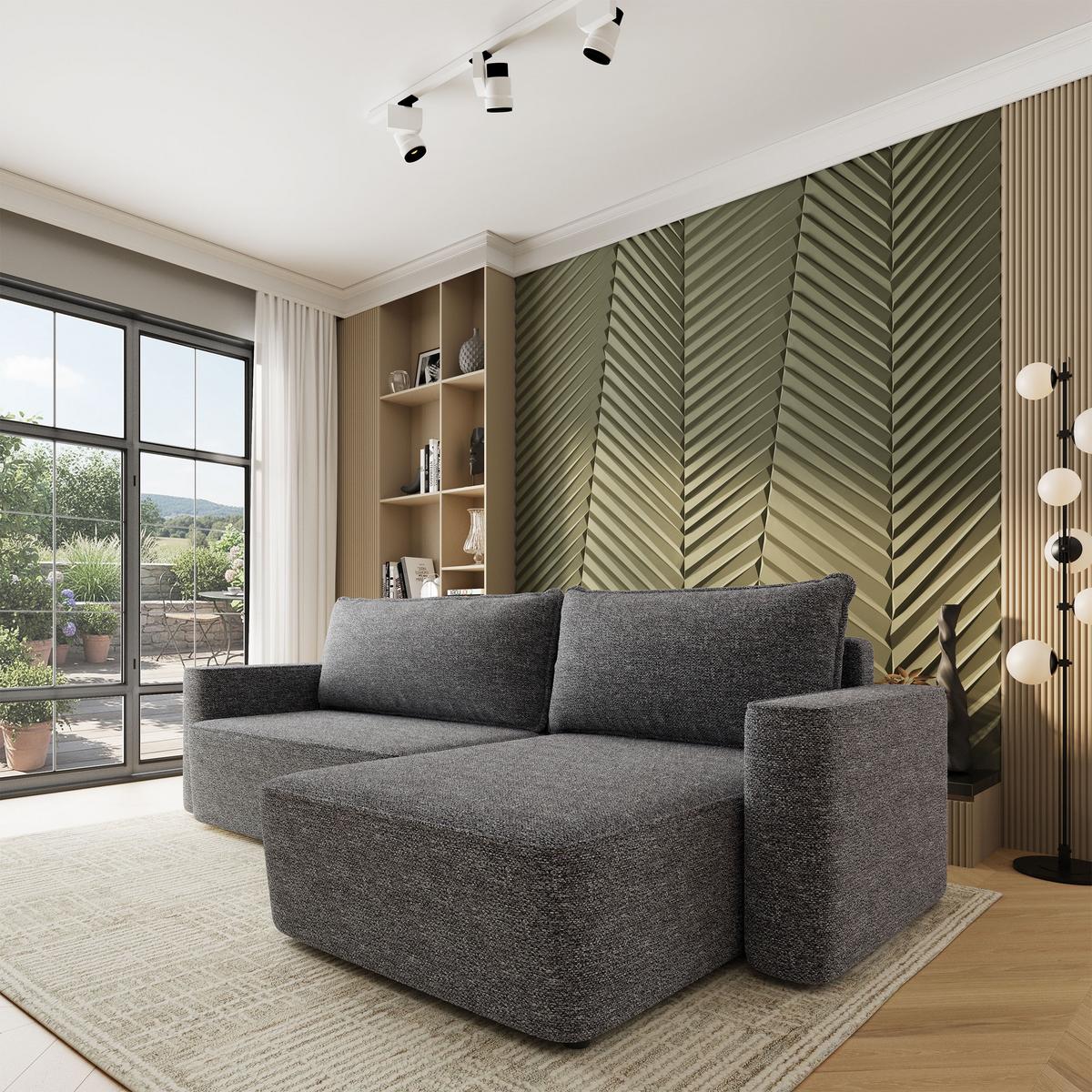 ECKSOFA BELARO BL Grau Chenille mit Schlaffunktion - Grau, Holz/Textil (280/162cm) - MASSENO
