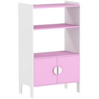BÜCHERREGAL Kinderregal mit 2 Ablagen und 2 Schranktüren - Rosa/Weiß, Holzwerkstoff (35/100/60cm) - AIYAPLAY