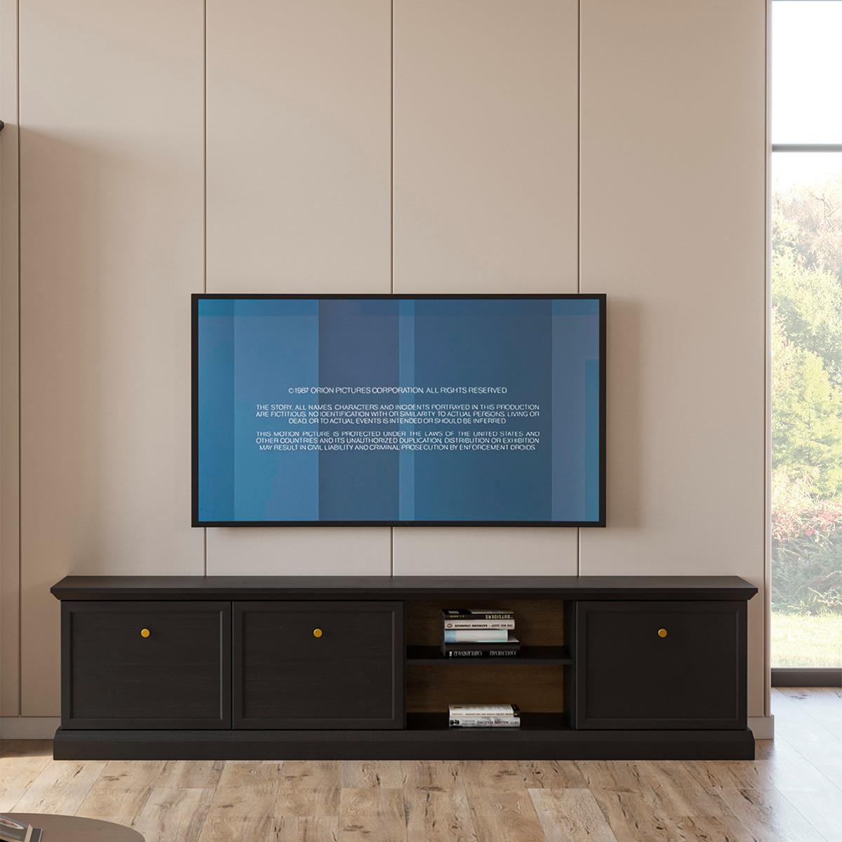 TV-MÖBEL Toja Anthrazitfarbenes Holz - Braun, Holzwerkstoff (206.2/51.1/39.5cm) - Petits-meubles
