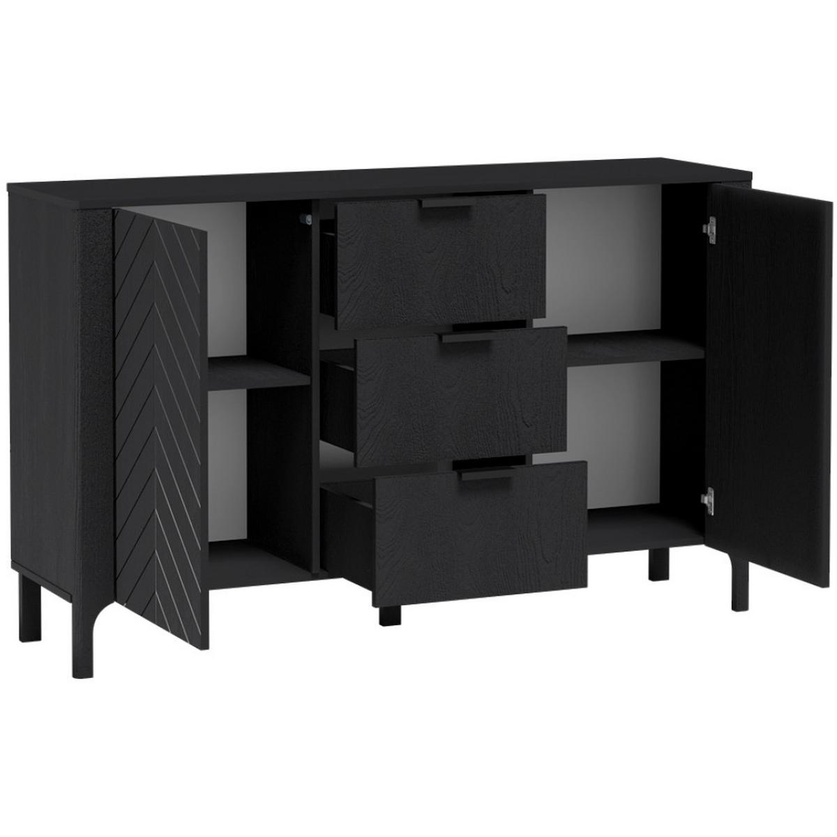 SIDEBOARD Lume mit 3 Schubladen und 2 Türen, schwarz - Schwarz, Holzwerkstoff/Metall (153/95/40.5cm) - Beautysofa