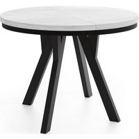 ESSTISCH Strato Black runder ausziehbarer, Kiefer weiß 100-200/100/77 cm - Schwarz/Weiß, Holz/Holzwerkstoff (100/200/77cm) - WFL GROUP