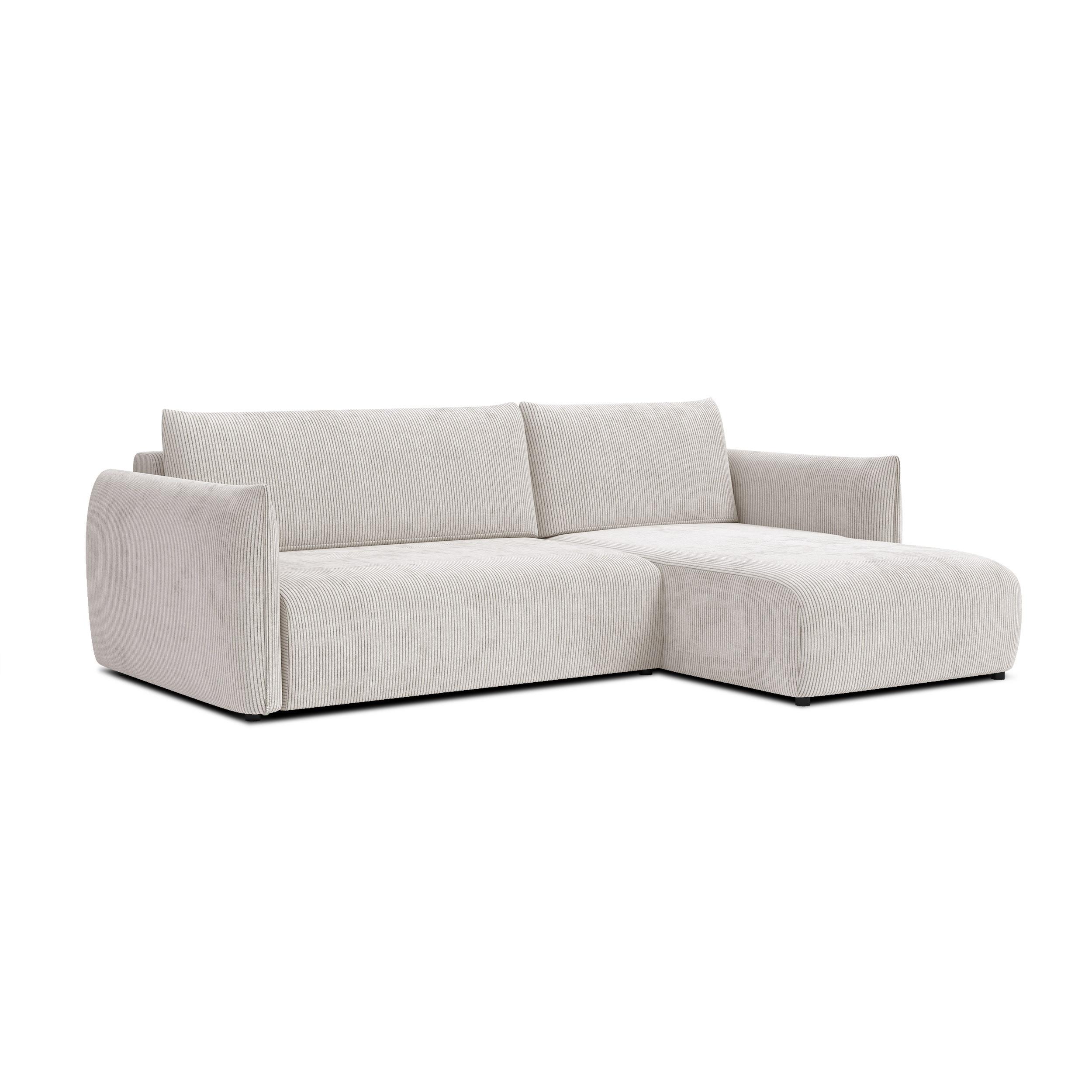 ECKSOFA TAUER 3-Sitzer links, perlweiß - Schwarz/Weiß, Holz/Textil (248/173cm) - Wozimo