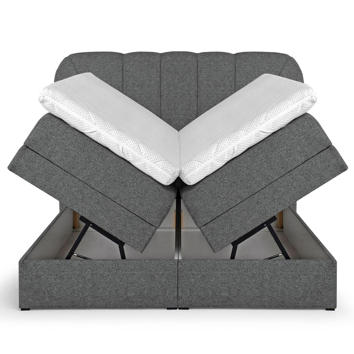BOXSPRINGBETT Romeo mit elektrischer Matratzenverstellung, 160x200 cm, Dunkelgrau - Dunkelgrau, Textil (160/200cm) - Beautysofa