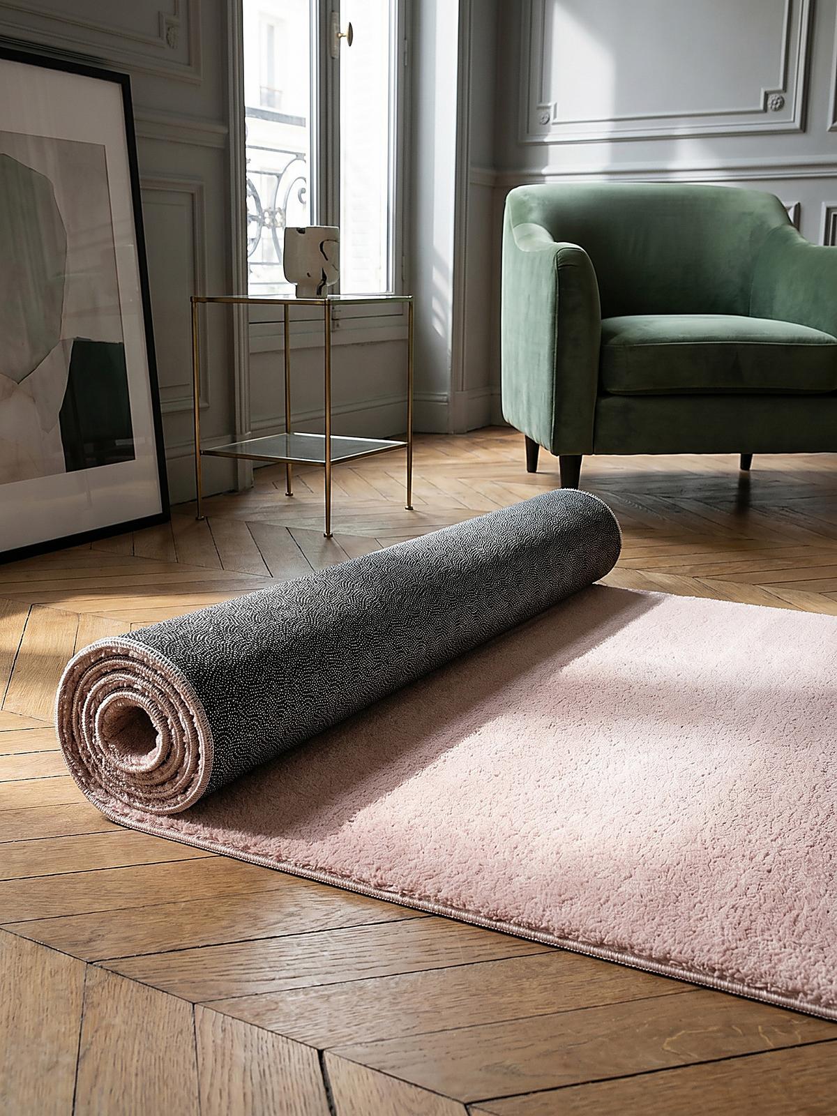 TEPPICHLÄUFER Antirutsch Uni ALDAN Polyester Puderrosa 80 x 300 cm - Rosa, Textil (80/300cm) - KADIMA DESIGN