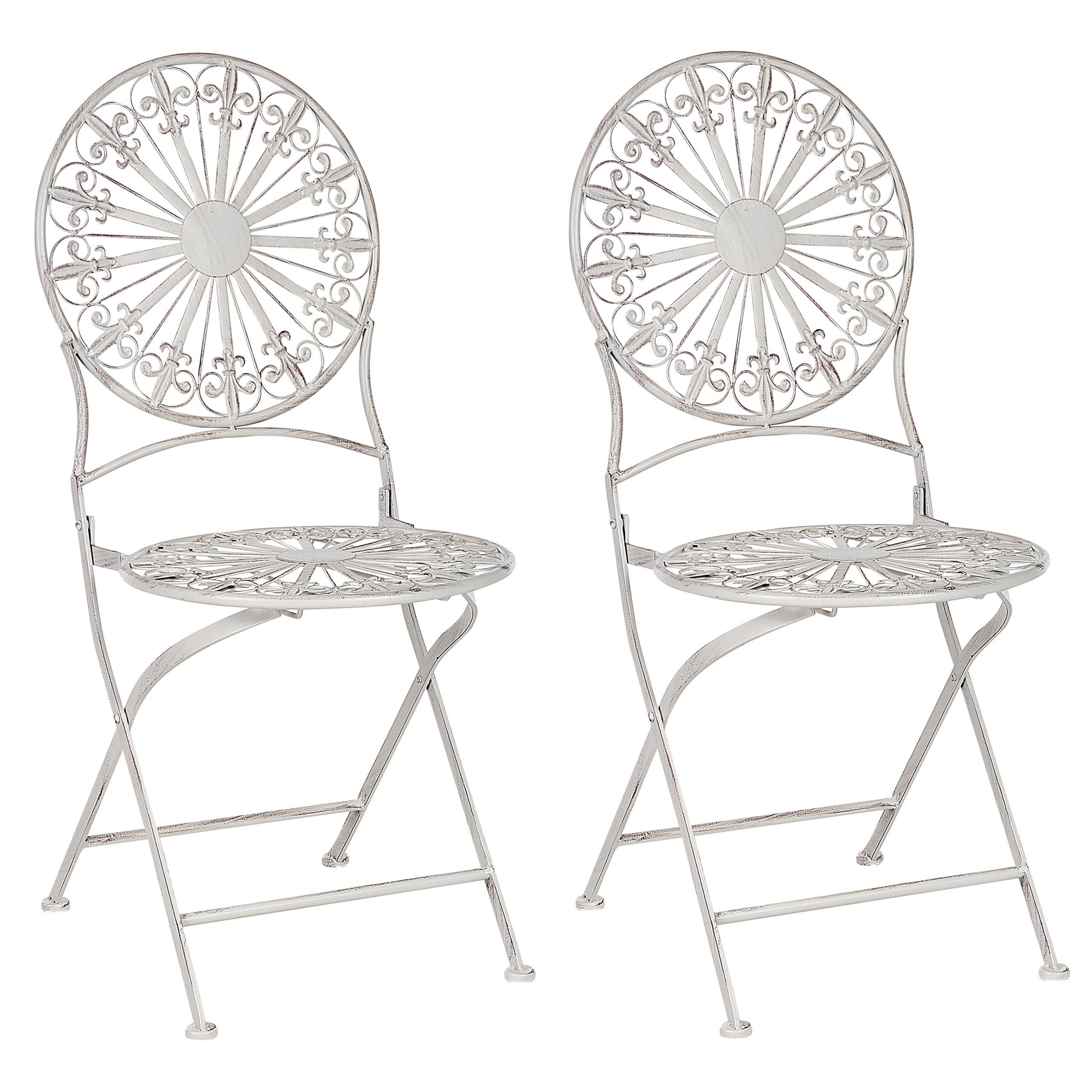 GARTENSTUHL 2er-Set Metall weiß Scafa - Weiß, Metall (45/94/47cm) - Beliani