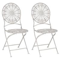 GARTENSTUHL 2er-Set Metall weiß Scafa - Weiß, Metall (45/94/47cm) - Beliani