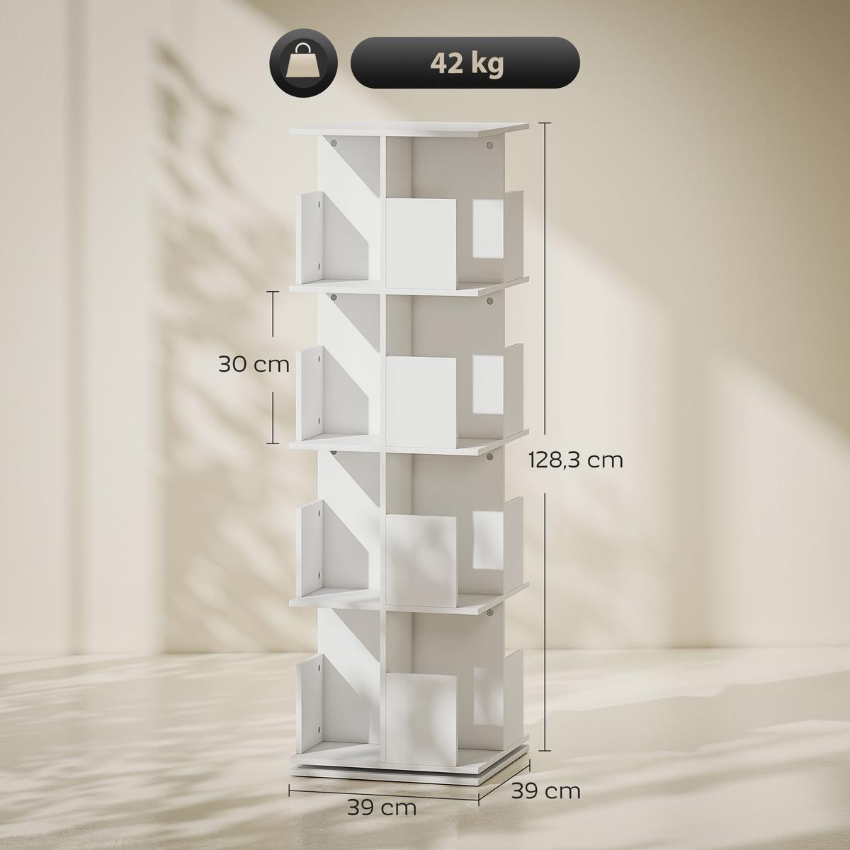 BÜCHERREGAL Spanplatte Weiß - Weiß, Holzwerkstoff (39/128.3/39cm) - HOMCOM