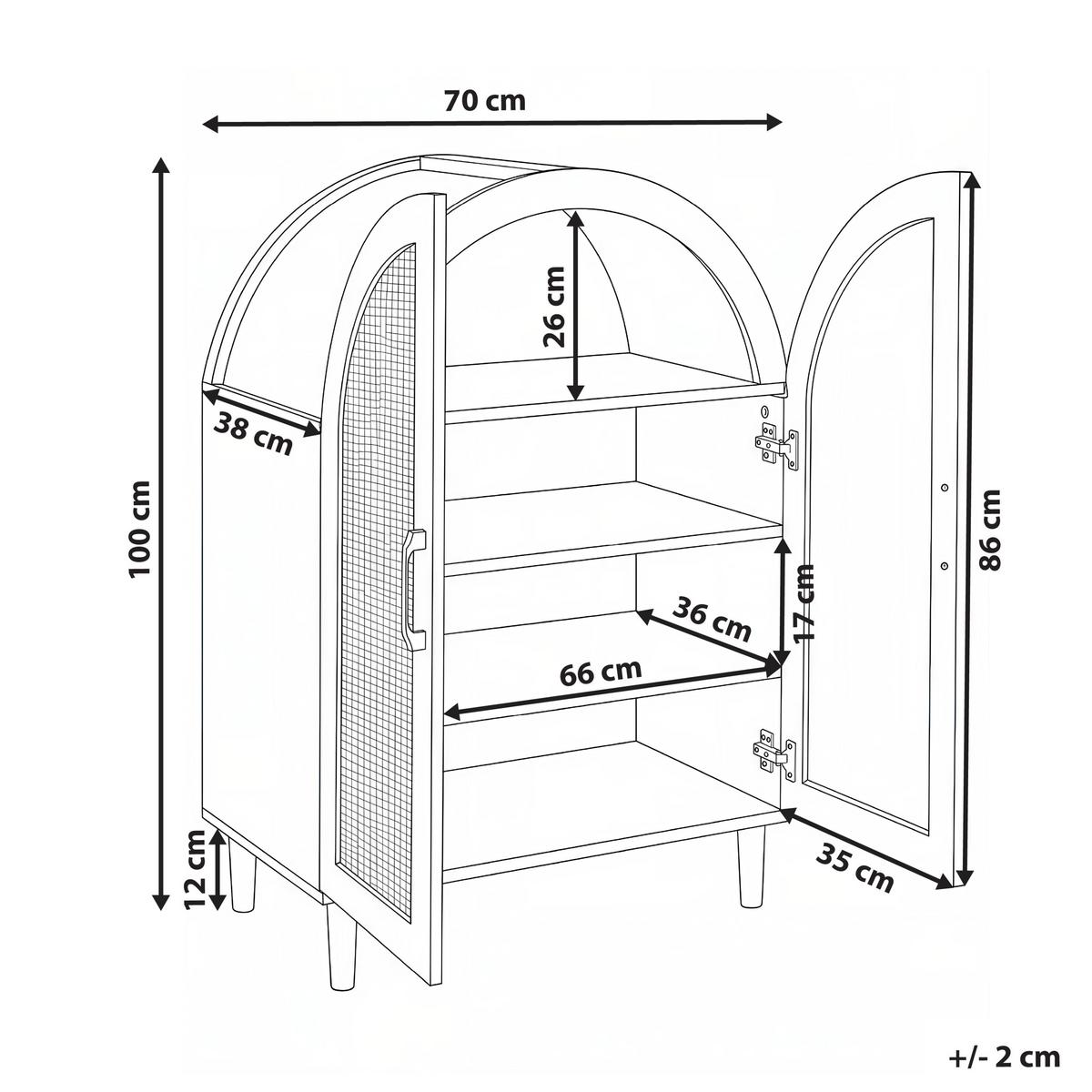 SCHUHSCHRANK Hellbraun Bicheno - Hellbraun/Braun, Holzwerkstoff (70/100/38cm) - Beliani
