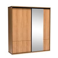 SCHWEBETÜRENSCHRANK CARINI 199/216/60,2 cm 2-türig mit Spiegel Eichefarben - Eichefarben, Holzwerkstoff (199/216/60.2cm) - MASSENO