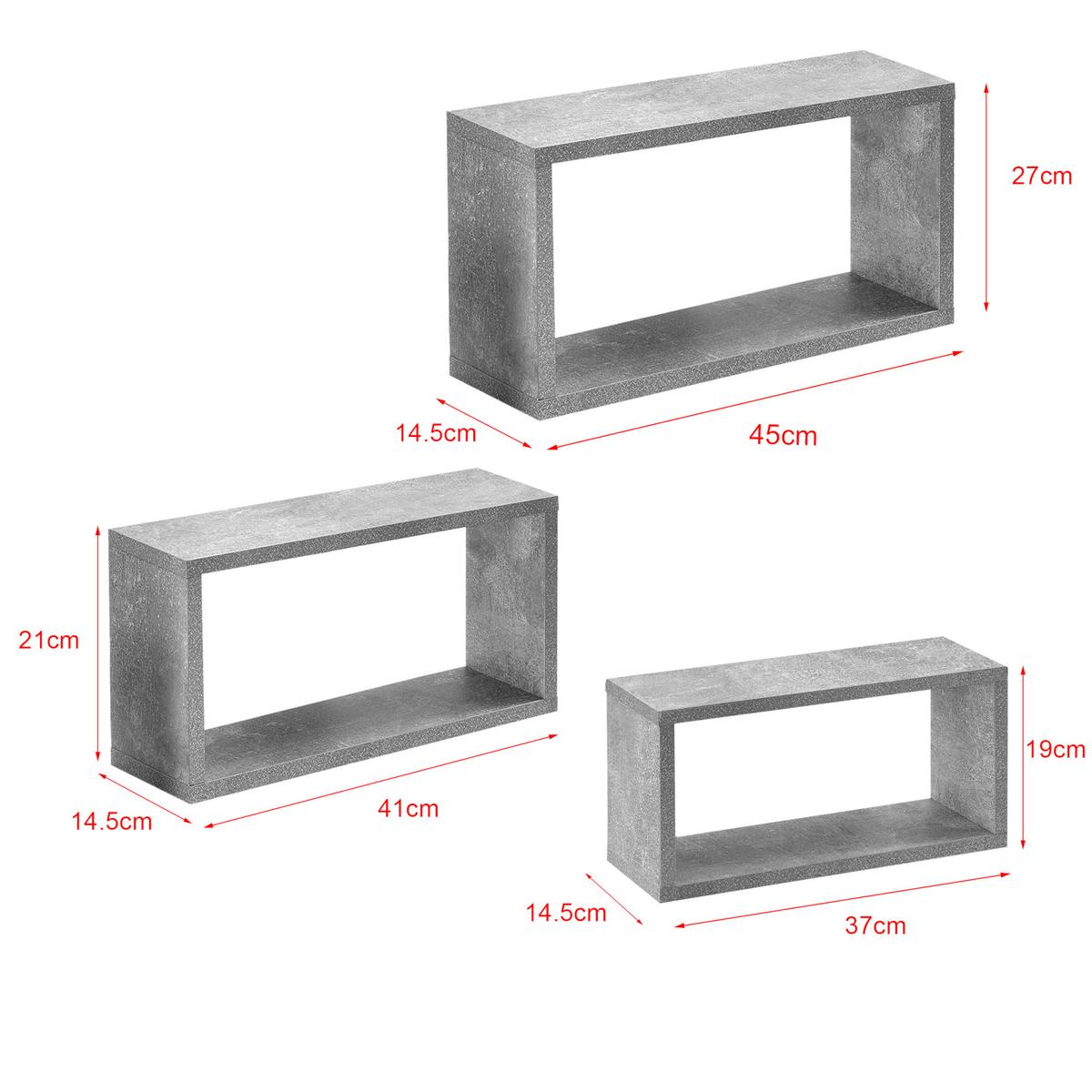 WANDREGAL-SET 3 TLG. Mandal - Grau, Holzwerkstoff (37/19/14.5cm) - [en.casa]