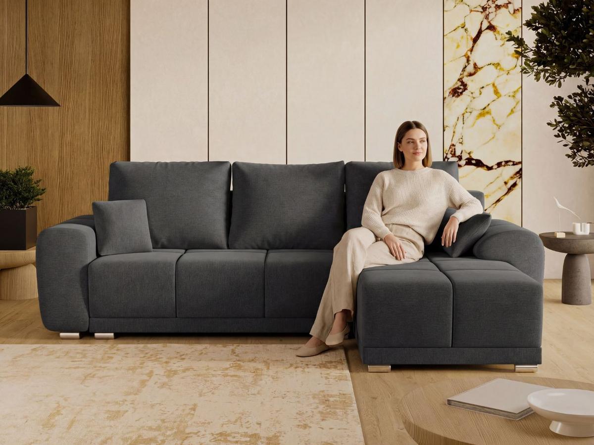ECKSOFA Monti Anthrazit Links - Anthrazit/Silberfarben, Holz/Textil (188/290cm) - Graingold