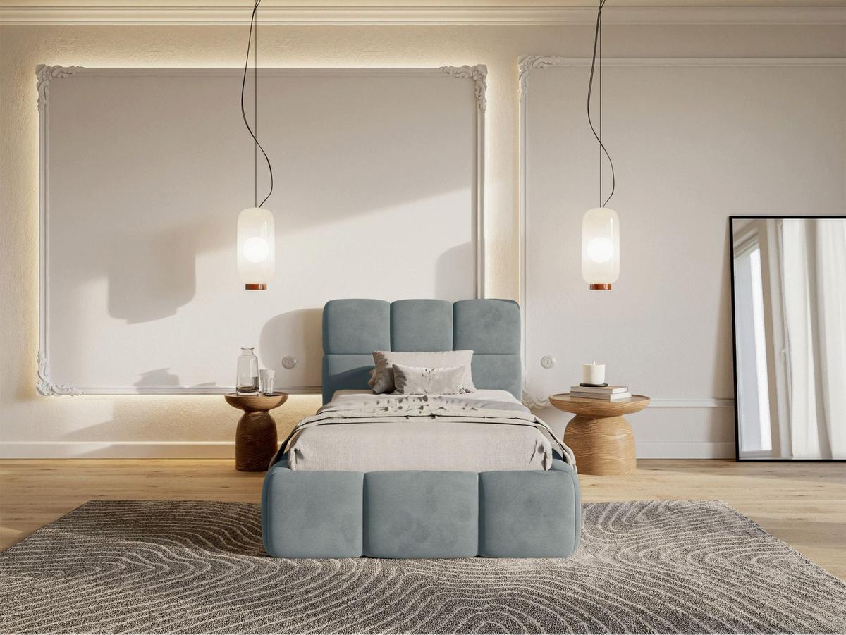 POLSTERBETT Cloudy Grau Samt, 90x200 cm - Schwarz/Grau, Kunststoff/Textil (90/200cm) - Selsey