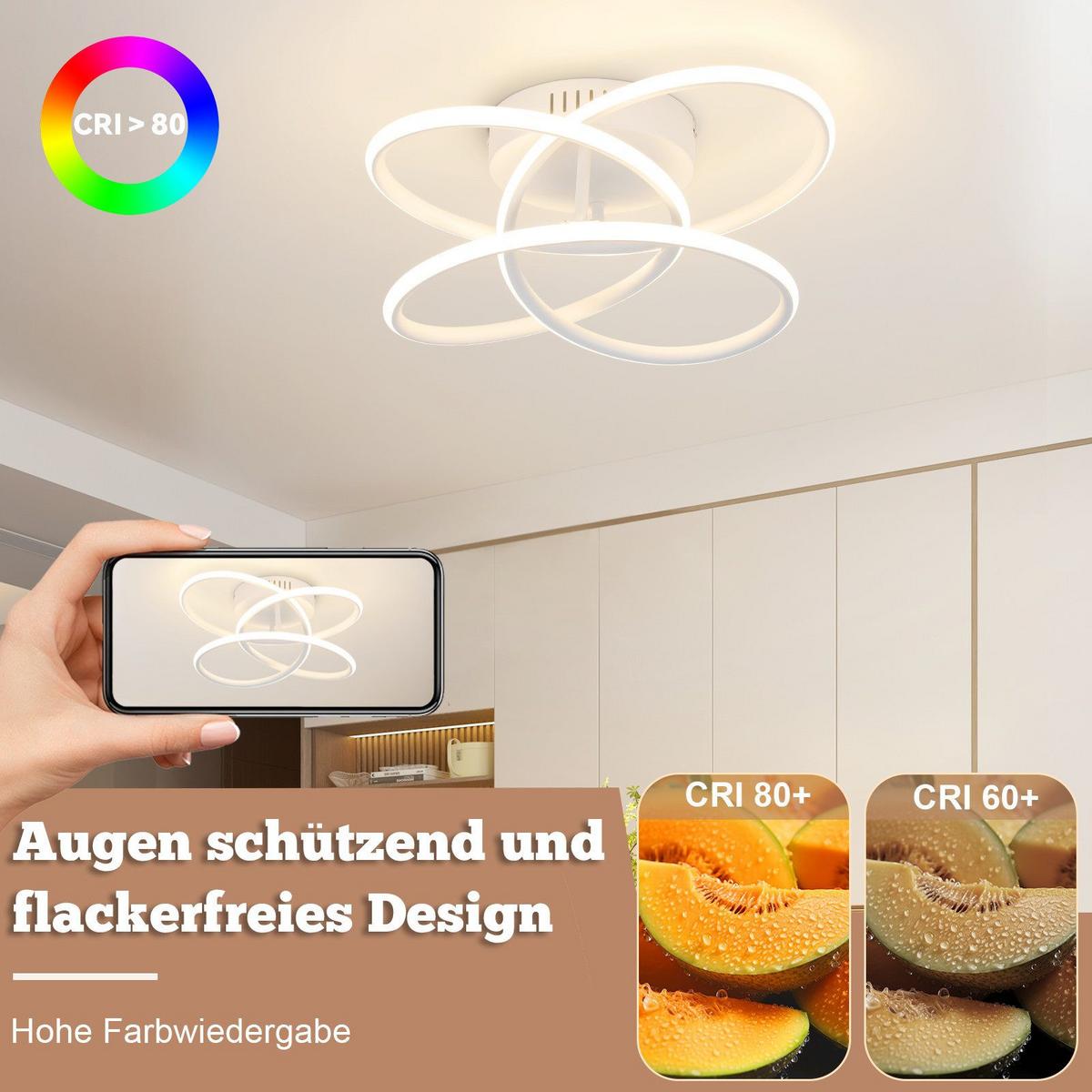 LED-DECKENLEUCHTE Lowery 33/36/14cm - Weiß, Metall (36/33/14cm) - Nettlife