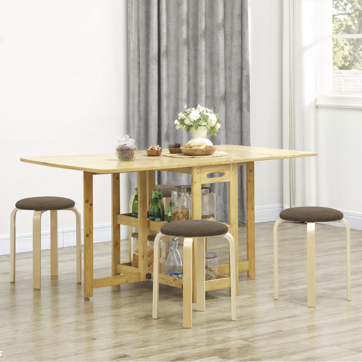 HOCKER 4er Set Holzwerkstoff Braun - Braun/Naturfarben, Birkenholz/Holzwerkstoff (40/45/40cm) - HOMCOM