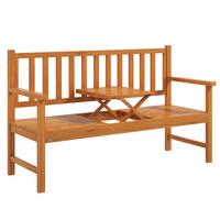 GARTENBANK 3-Sitzer, Sitzbank mit Tisch, Parkbank mit Armlehne Hellbraun - Braun, Holz (56/91/153cm) - Outsunny