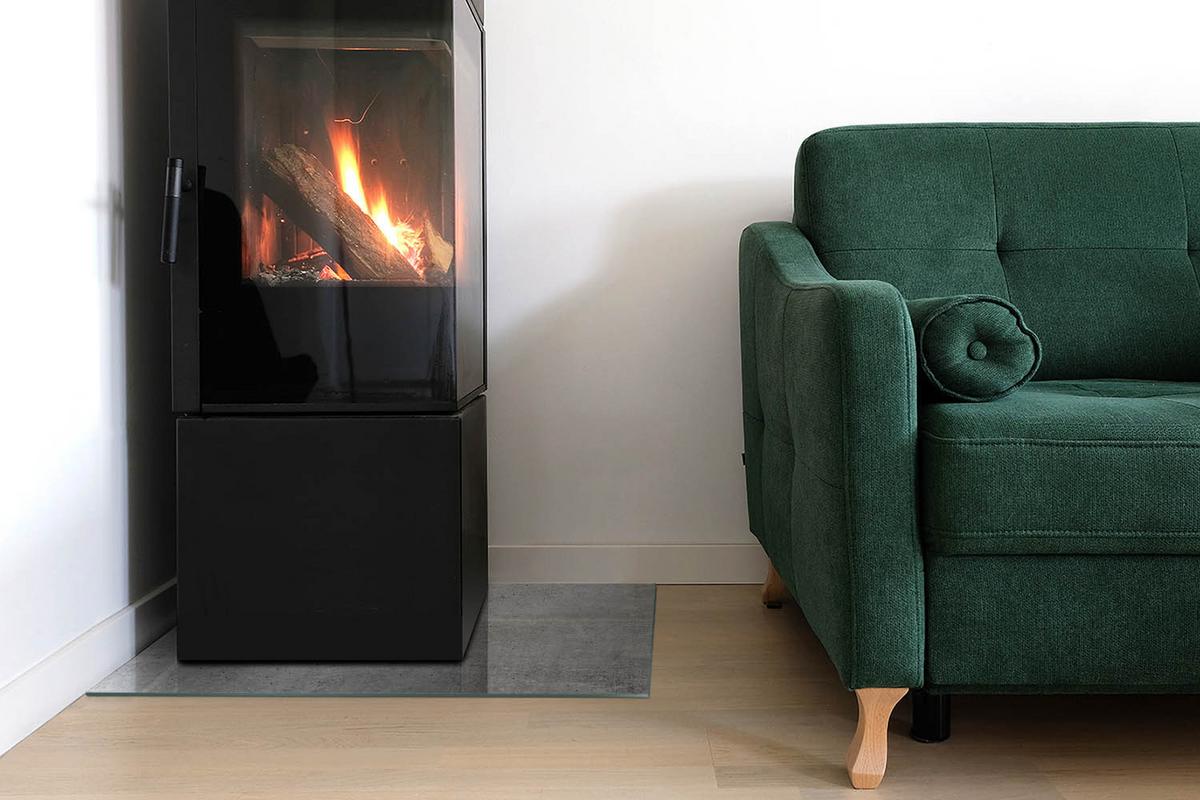 GLASPLATTE für Kamin 60x40 cm - Grau, Glas (60/40/0.4cm) - TULUP