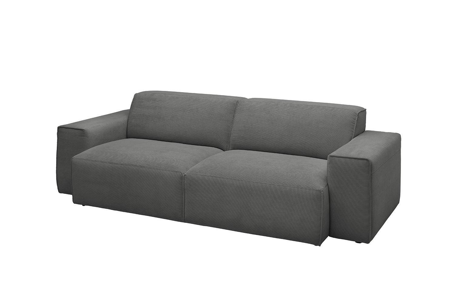 SOFA RANI Anthrazit Cord - Anthrazit/Schwarz, Kunststoff/Textil (256/71/101cm) - KAWOLA