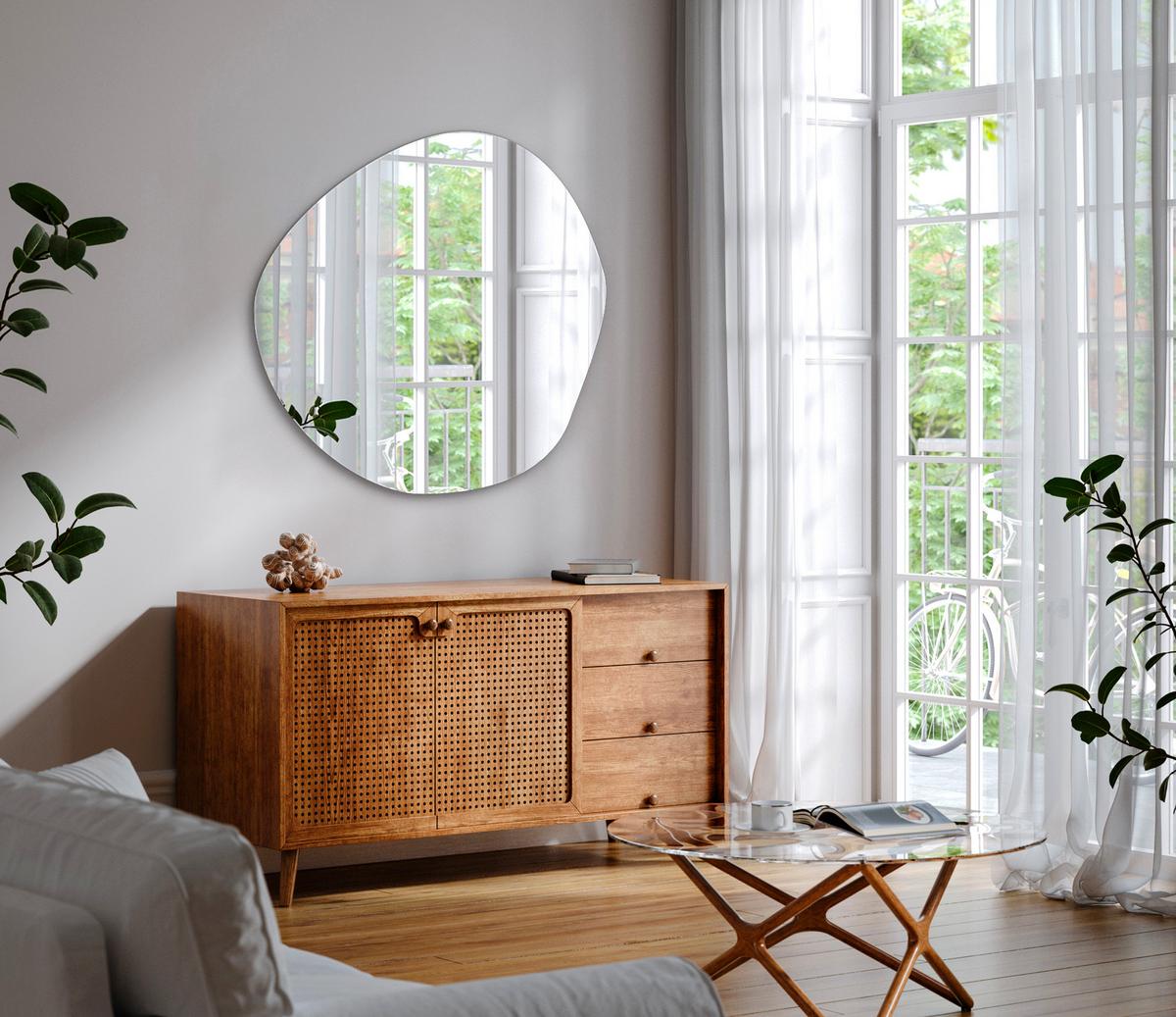 SPIEGEL 67 x 67,6 Organisch - Transparent, Glas (67/67.6/0.4cm) - Wallfluent