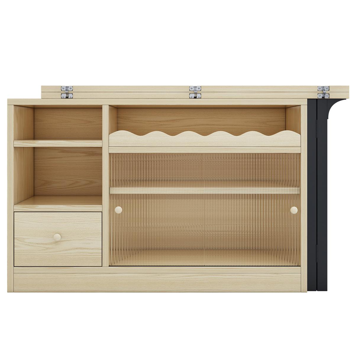 MULTIFUNKTIONALER Esstisch und Sideboard (klappbar) mit Stauraum - Weiß, Holzwerkstoff/Metall (110/120/75cm) - Urban Meuble