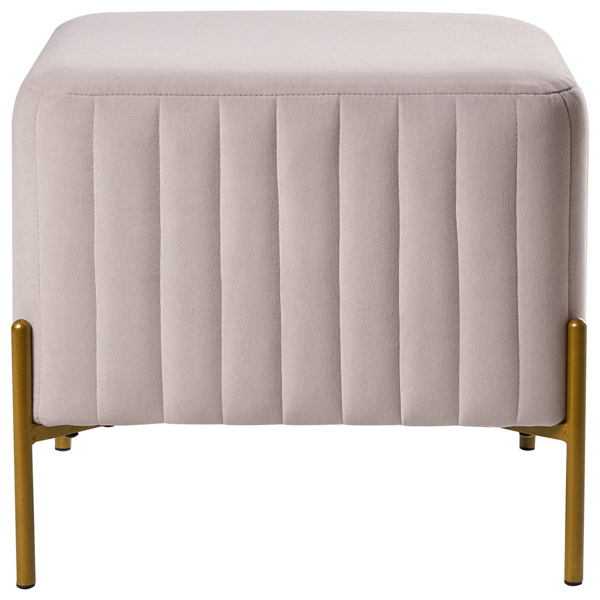 HOCKER Samtstoff Taupe Utah - Taupe, Textil (47/43/47cm) - Beliani