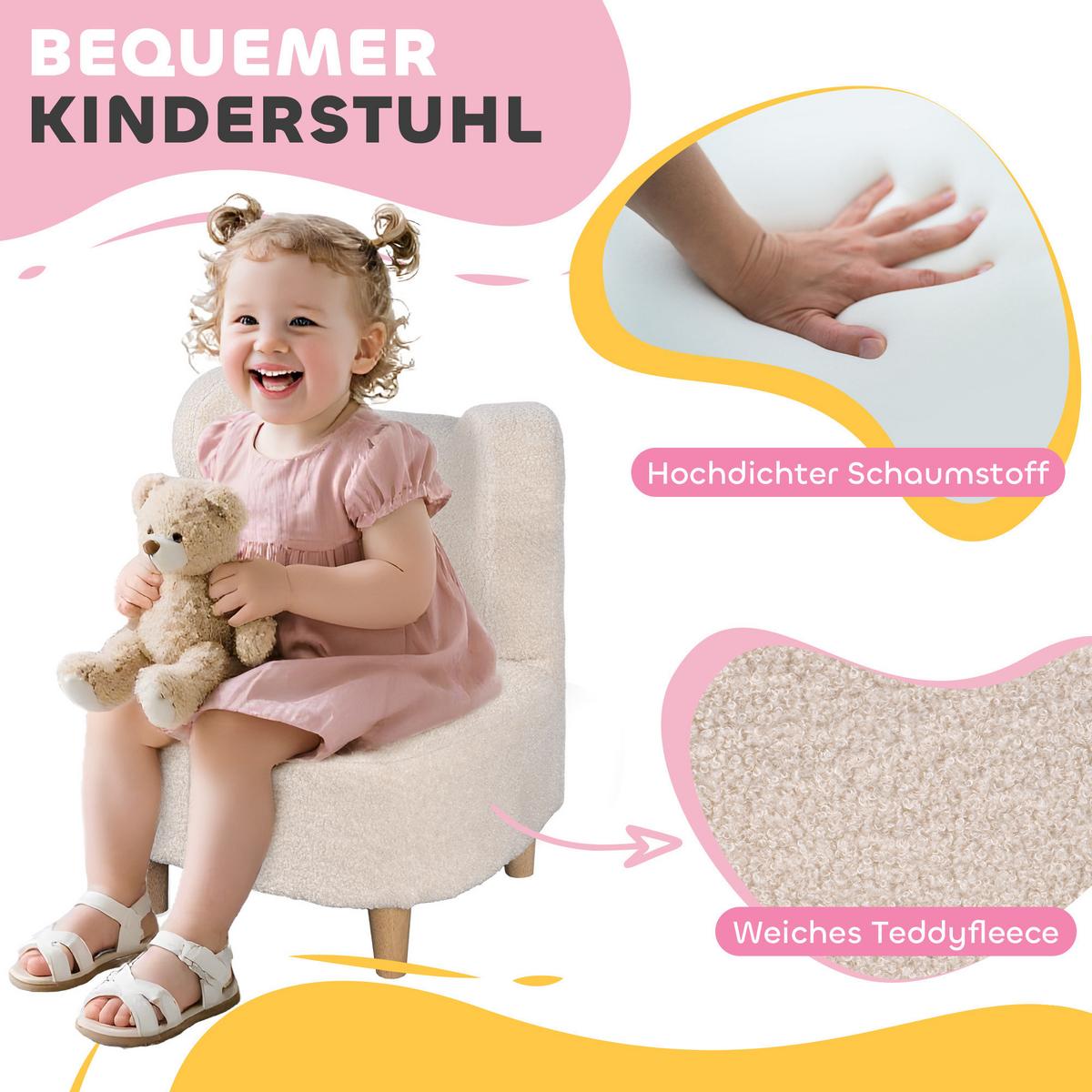 KINDERSESSEL Teddyfleece-Optik Bärenform Beige - Beige/Naturfarben, Holz/Holzwerkstoff (43/53/47cm) - AIYAPLAY