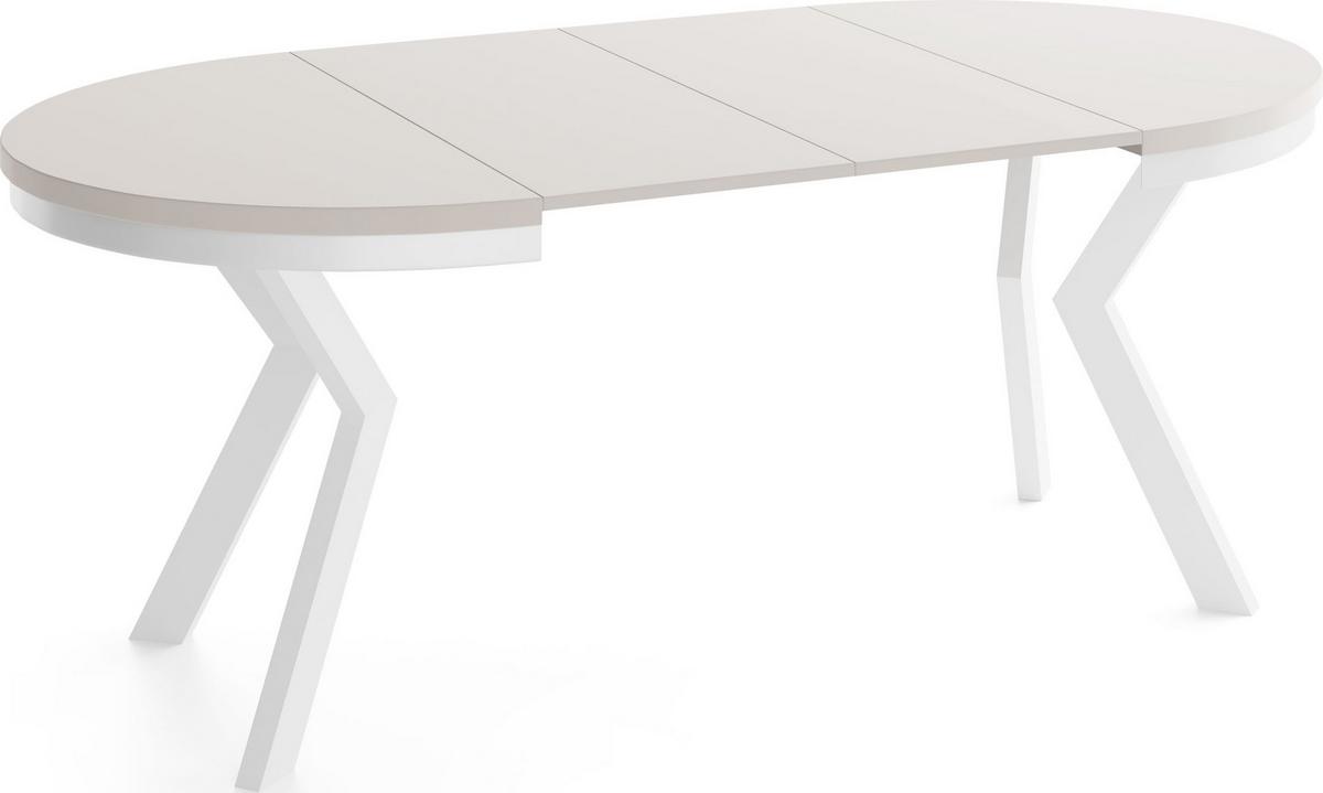 ESSTISCH Savio Weiß Neo rund ausziehbar verlängerbar XXL, Kaschmir 100-200/100/77 cm - Kaschmir/Beige, Holz/Holzwerkstoff (100/200/77cm) - WFL GROUP