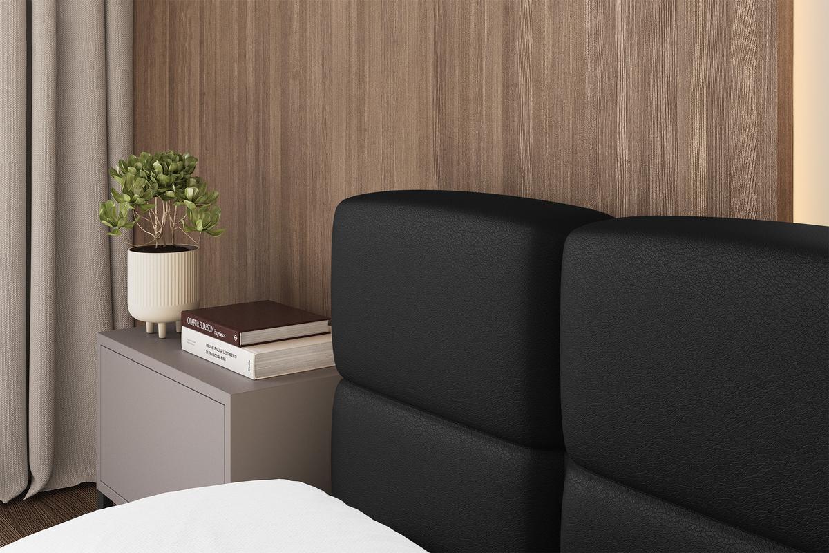 POLSTERBETT mit Bettkasten und Lattenrost, Bett mit Kopfteil, Boxbett ohne Matratze, Doppelbett mit Stauraum - NATA-v1 200x200 Schwarz - Schwarz, Holzwerkstoff/Textil (200/200cm) - ALTDECOR