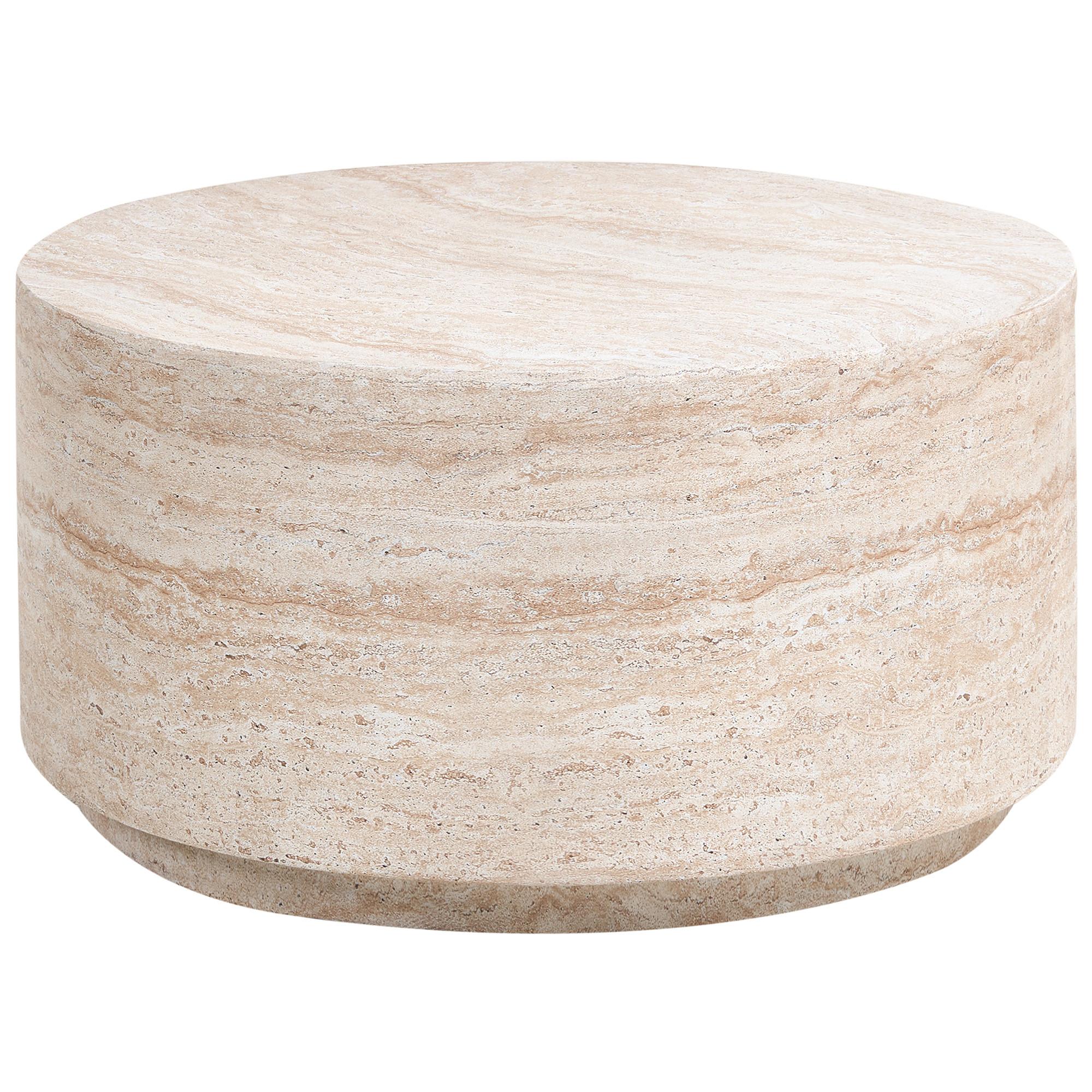 BEISTELLTISCH Travertinoptik Asierio - Beige, Naturmaterialien (70/70/37cm) - Beliani