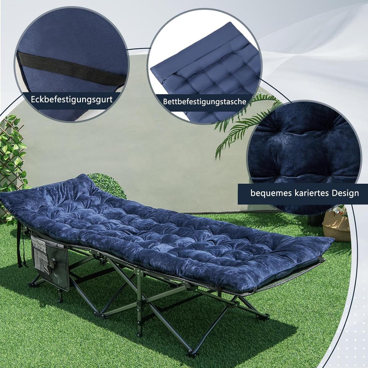 BAUMWOLLE Auflage Blau - Blau, Textil - COSTWAY