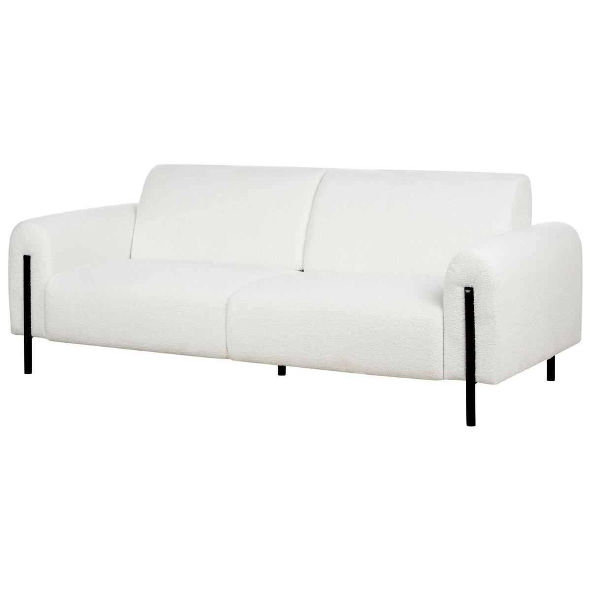 3-SITZER-SOFA Bouclé weiß Askim - Schwarz/Weiß, Textil (207/87/89cm) - Beliani