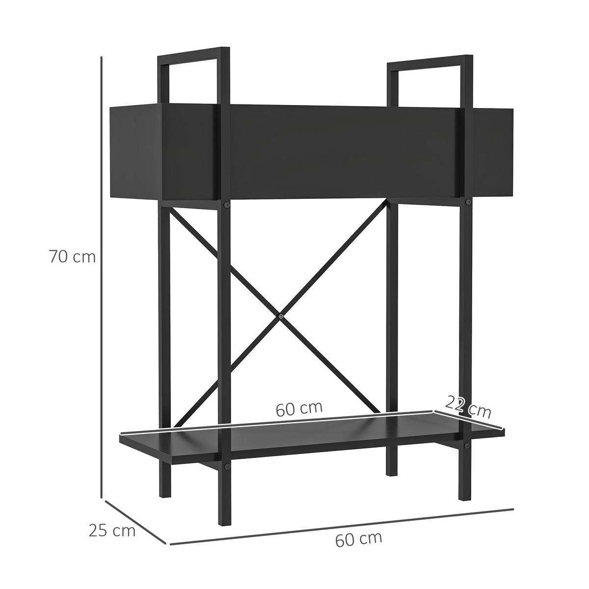 PFLANZENSTÄNDER Metall Schwarz - Schwarz, Metall (25/70/60cm) - Outsunny
