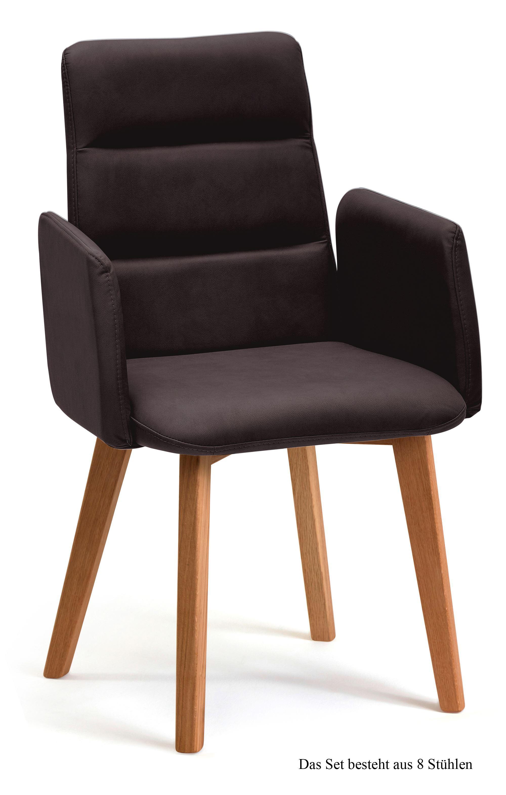 ARMLEHNSTUHL (8er-Set) Darelle 52x92x60 Eiche geölt/Espresso - Eichefarben/Dunkelbraun, Kunststoff (60/92/52cm) - 58aufmkessel