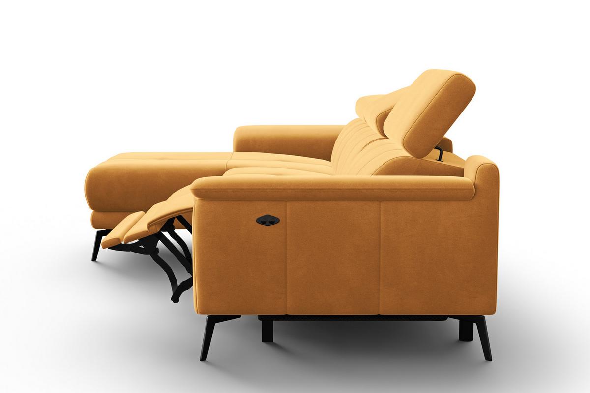 ECKSOFA FIERO 4-Sitzer LINKS, Gelber Veloursstoff - Gelb/Schwarz, Holz/Textil (288/170cm) - Courtois Laville