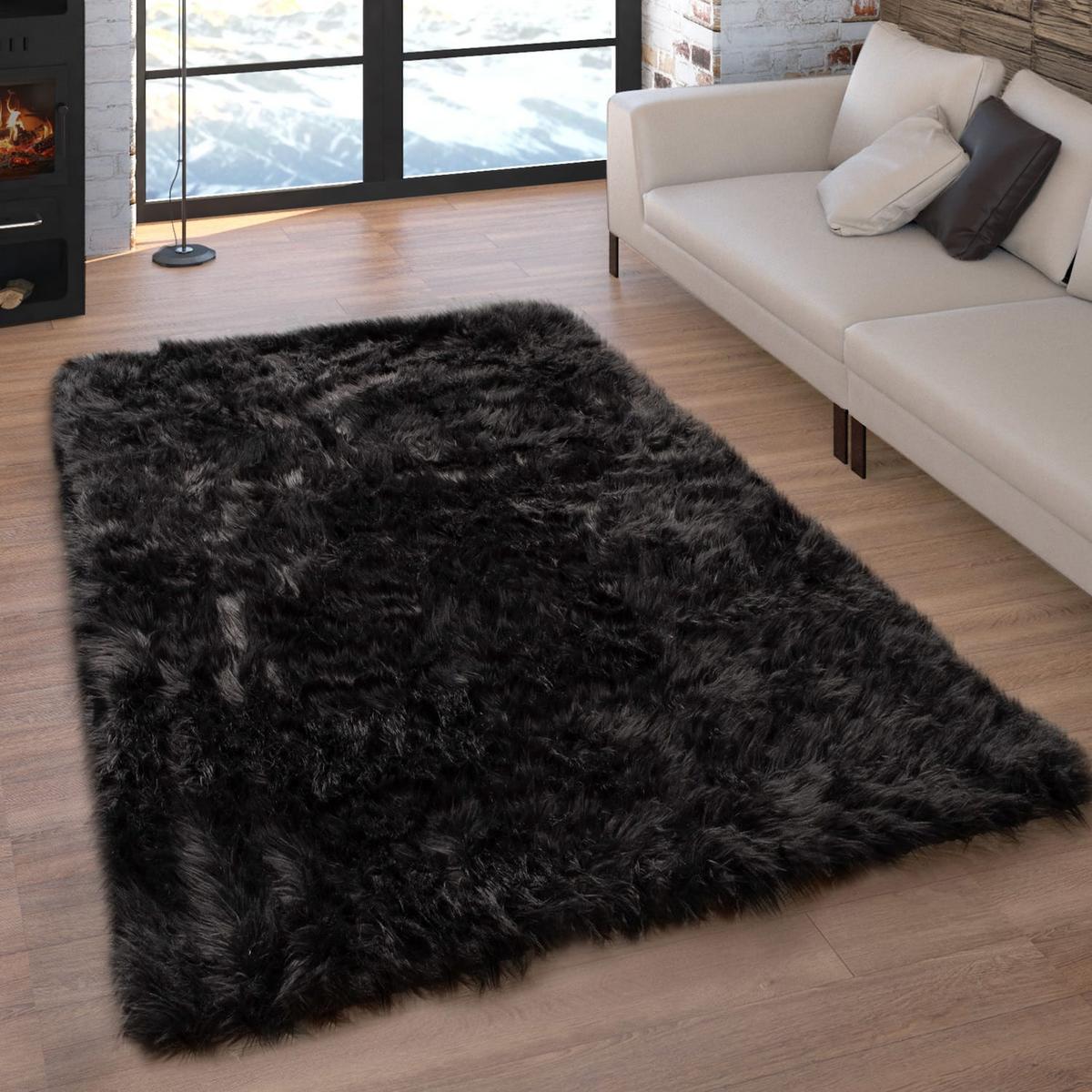HOCHFLORTEPPICH Waschbar, einfarbig, Schwarz, 40 x 60 cm - Schwarz, Textil (60/40cm) - KADIMA DESIGN