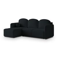 ECKSOFA SUVINO Schwarz Boucle-Stoff mit Schlaffunktion - Schwarz, Holz (230/143cm) - MASSENO