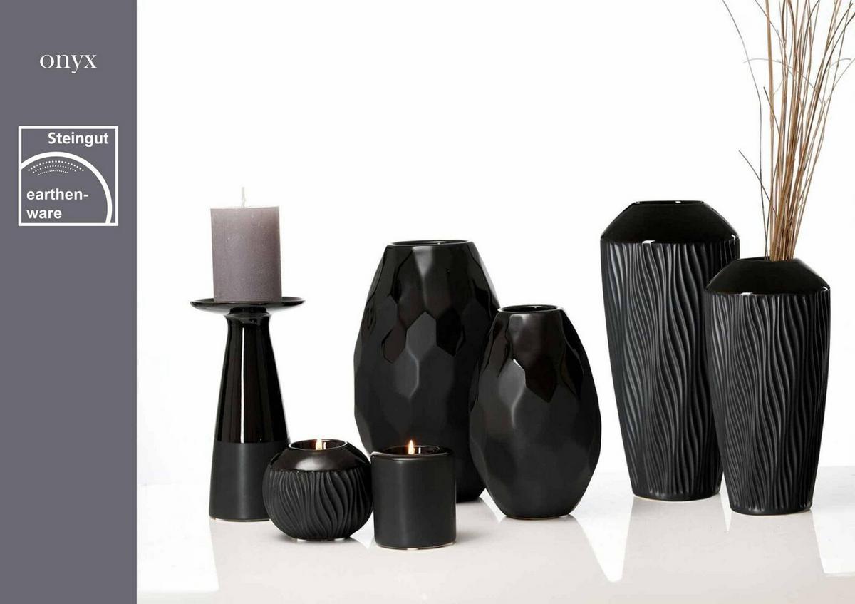 KERZENHALTER Onyx schwarz 22,5 cm 2er Set - Schwarz, Keramik (11.5/22.5/11.5cm) - Ritzenhoff Breker