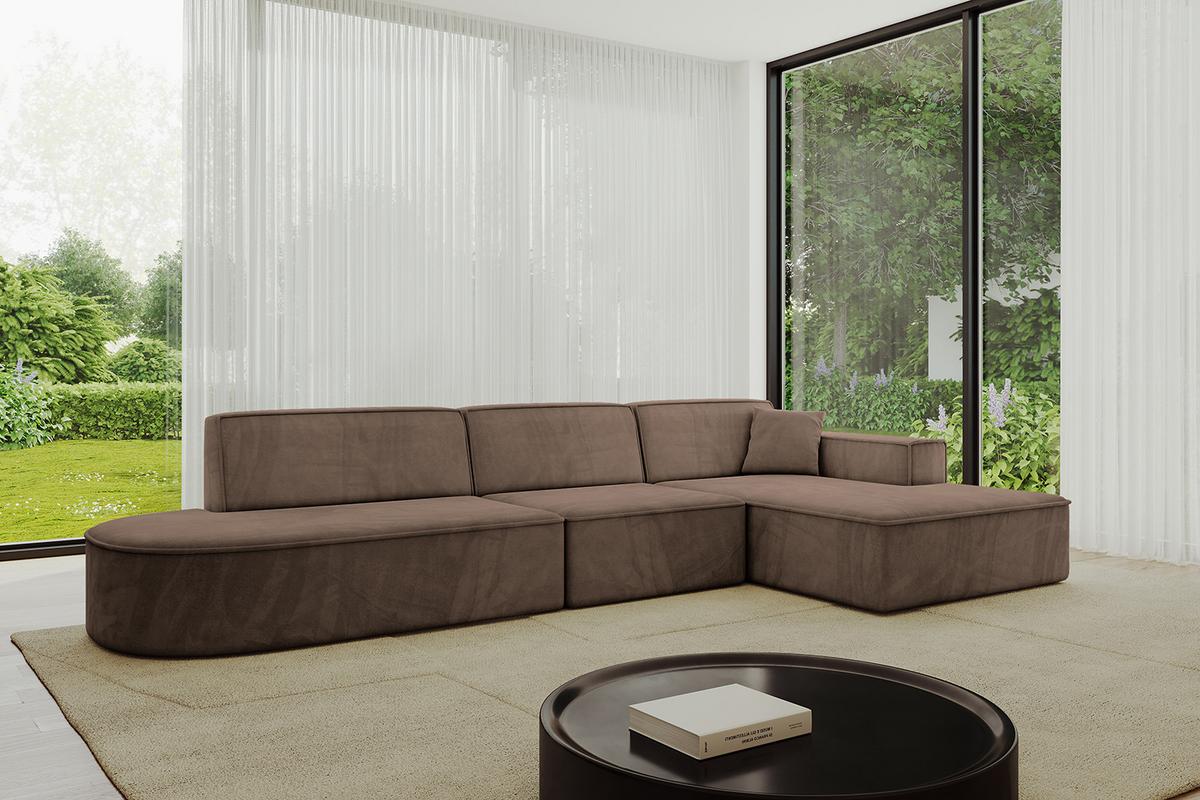 ECKSOFA Ottomane Rechts IREA-L2-v4 - 327x165x77 cm Braun - Braun, Holzwerkstoff/Textil (327/165cm) - ALTDECOR