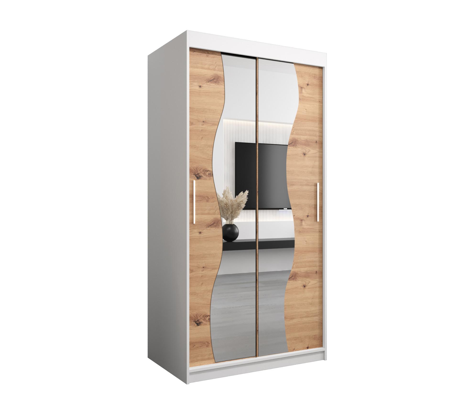 SCHWEBETÜRENSCHRANK 200/100/62 2-türig - Silberfarben/Eiche Artisan, Holz/Kunststoff (100/200/62cm) - MÖBEL KRYSPOL